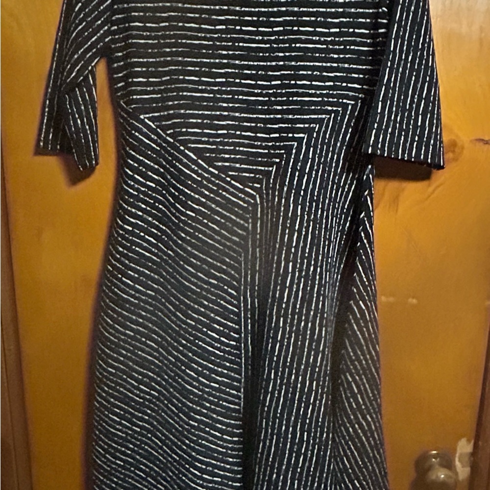 Elegant Black and White Striped Dress